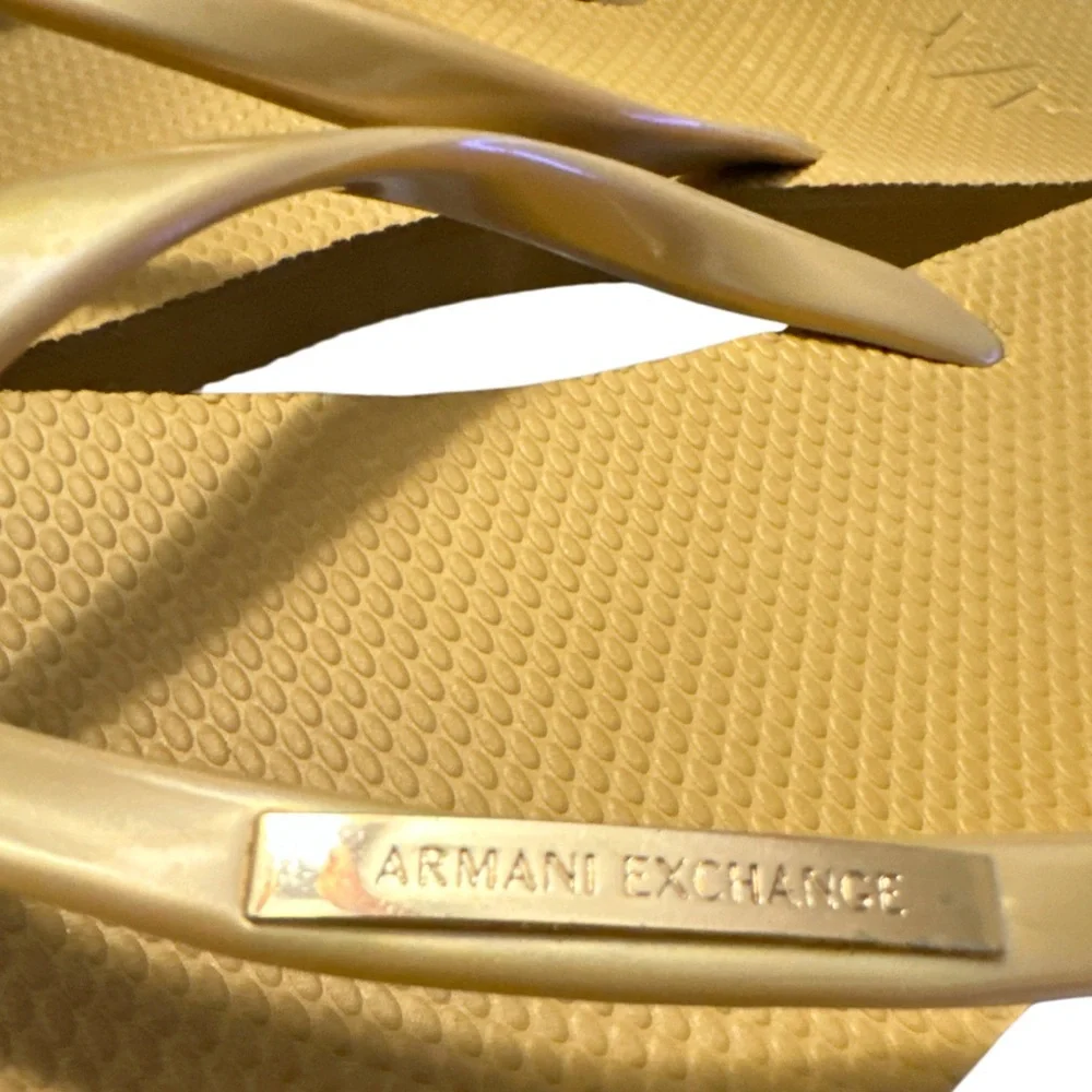 A|X Armani Exchange ~ Size 7/8 ~ Women’s Gold Flip Flops Sandals